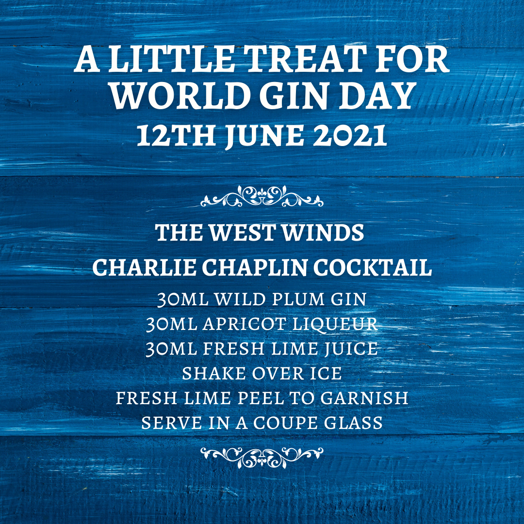 World Gin Day - Saturday 12th June, 2021. Try a Wild Plum Charlie Chaplin!