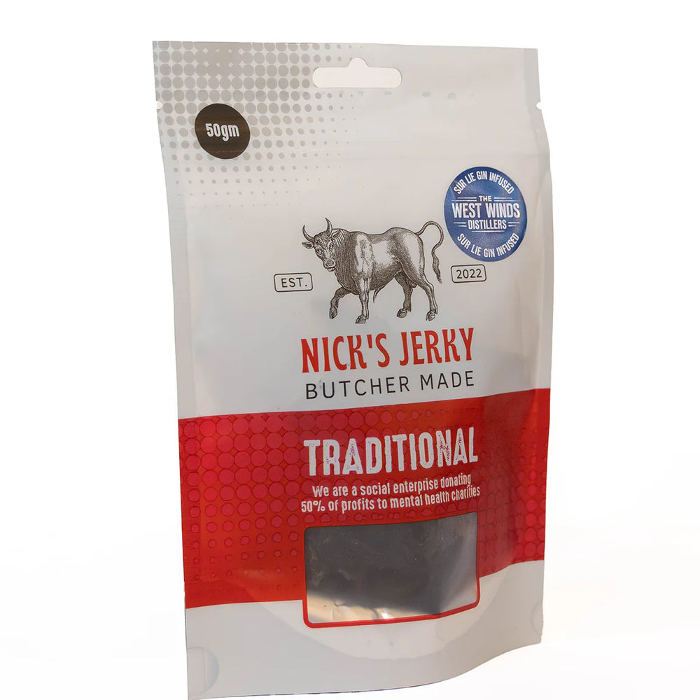 Nick’s Jerky - infused with Sur Lie Gin. 50g pack