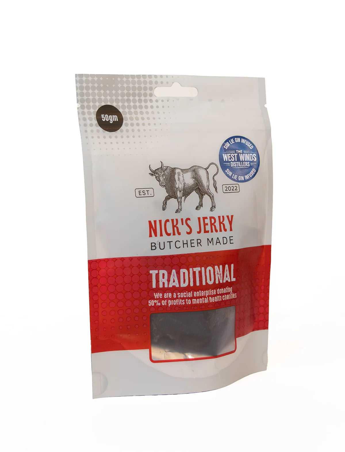 Nick’s Jerky - infused with Sur Lie Gin. 50g pack