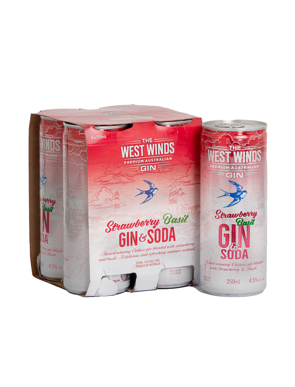 4 Pack Strawberry Basil, Gin + Soda