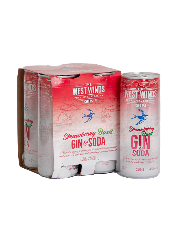 4 Pack Strawberry Basil, Gin + Soda
